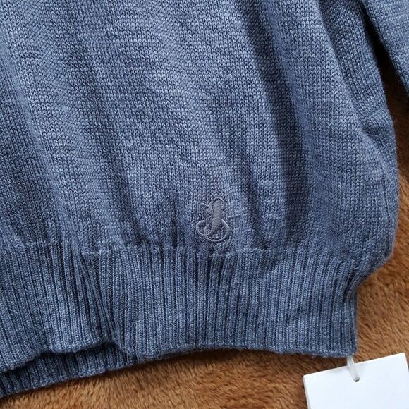JIL SANDER Sweater Mens Size 54 Gray Pullover Crew Extrafine Virgen Wool $690 - Picture 4 of 11